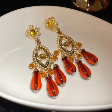 DAIIIBABYYY  -  Flower tassel earrings ethnic style retro earrings